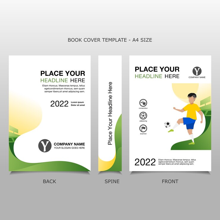 Vetor a4 book cover template jogador de futebol brasileiro