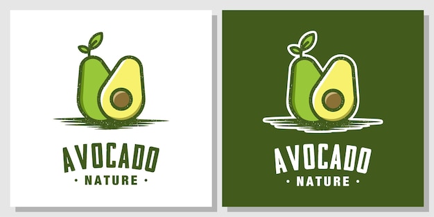 Abacate fruta comida vegetariana vegetariana verde fresca logo design com modelo de cartão de visita