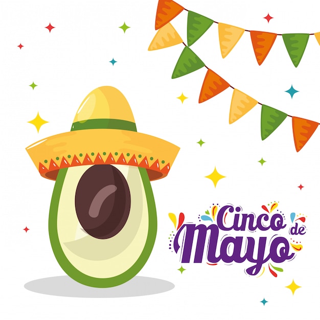 Abacate mexicano com chapéu de Cinco de maio