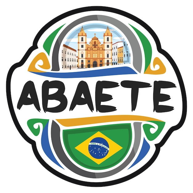 Vetor abaete brasil bandeira viagem lembrança adesivo skyline landmark logo emblema selo selo emblema svg eps