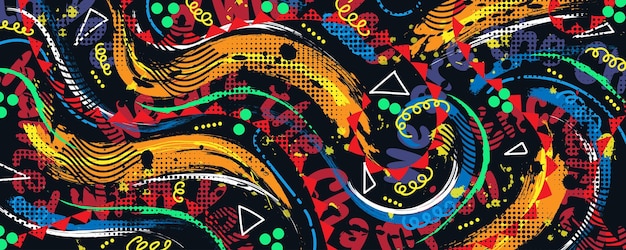 Vetor abaixo de arte abstrata e criativa com textura de pincel e linhas rabiscadas em estilo de design de colagem design criativo adequado para banner ou cartaz esportivo