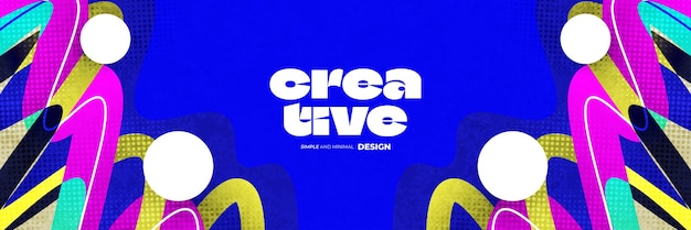 Abaixo de arte pop abstrato e colorido com formas onduladas e efeito de textura Poster de bandeira moderno e criativo ou modelo de design de capa