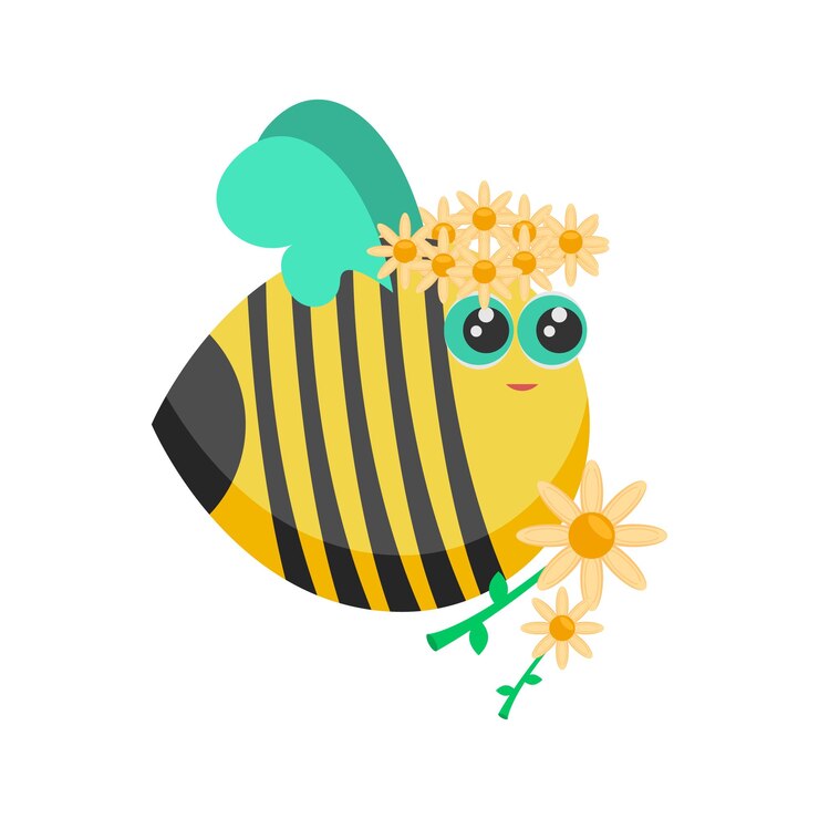 Vetor abelha abelha inseto desenho animado abstrato plana voar mel animal amarelo elementos de estilo de design vetorial