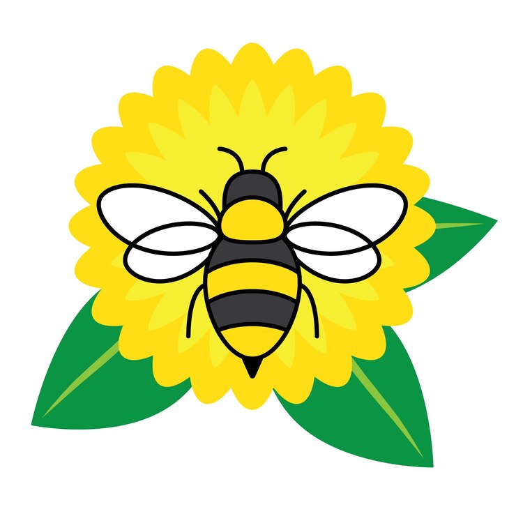 Vetor abelha em flor ícone de inseto voador