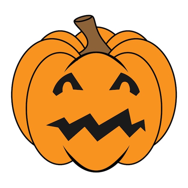 Abóbora assustadora simples de halloween com cara engraçada em estilo simples ilustração abóbora dos desenhos animados