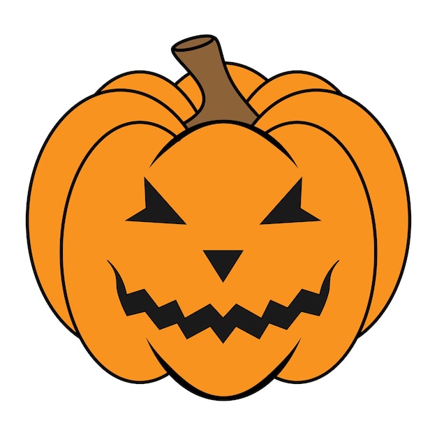 Abóbora assustadora simples de halloween com cara engraçada em estilo simples ilustração abóbora dos desenhos animados