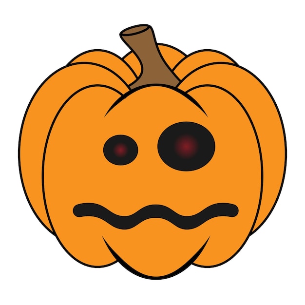 Abóbora assustadora simples de halloween com cara engraçada em estilo simples ilustração abóbora dos desenhos animados