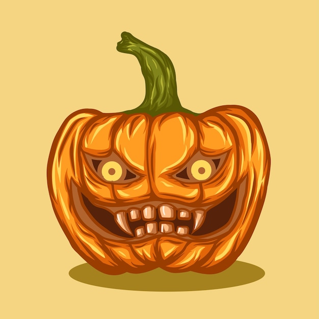 Ilustração Vetorial De Uma Abóbora De Halloween Com Diabo E Corvo Com Um  Rosto Amarelo Vetor PNG , Espaço, Vetor, Cartão Imagem PNG e Vetor Para  Download Gratuito