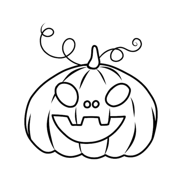 Abóbora de halloween abóbora assustadora de halloween enfrenta conceito vetorial no estilo doodle e esboço delinear a mão de abóbora com estilo de pincel isolado em png ou textura transparente festa de halloween