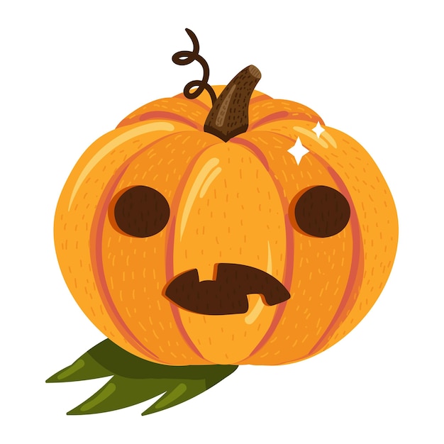 Abóbora de halloween com cara assustadora isolada no fundo branco. símbolo de jack-o-lantern para a celebração tradicional do halloween. ícone de férias. ilustração vetorial