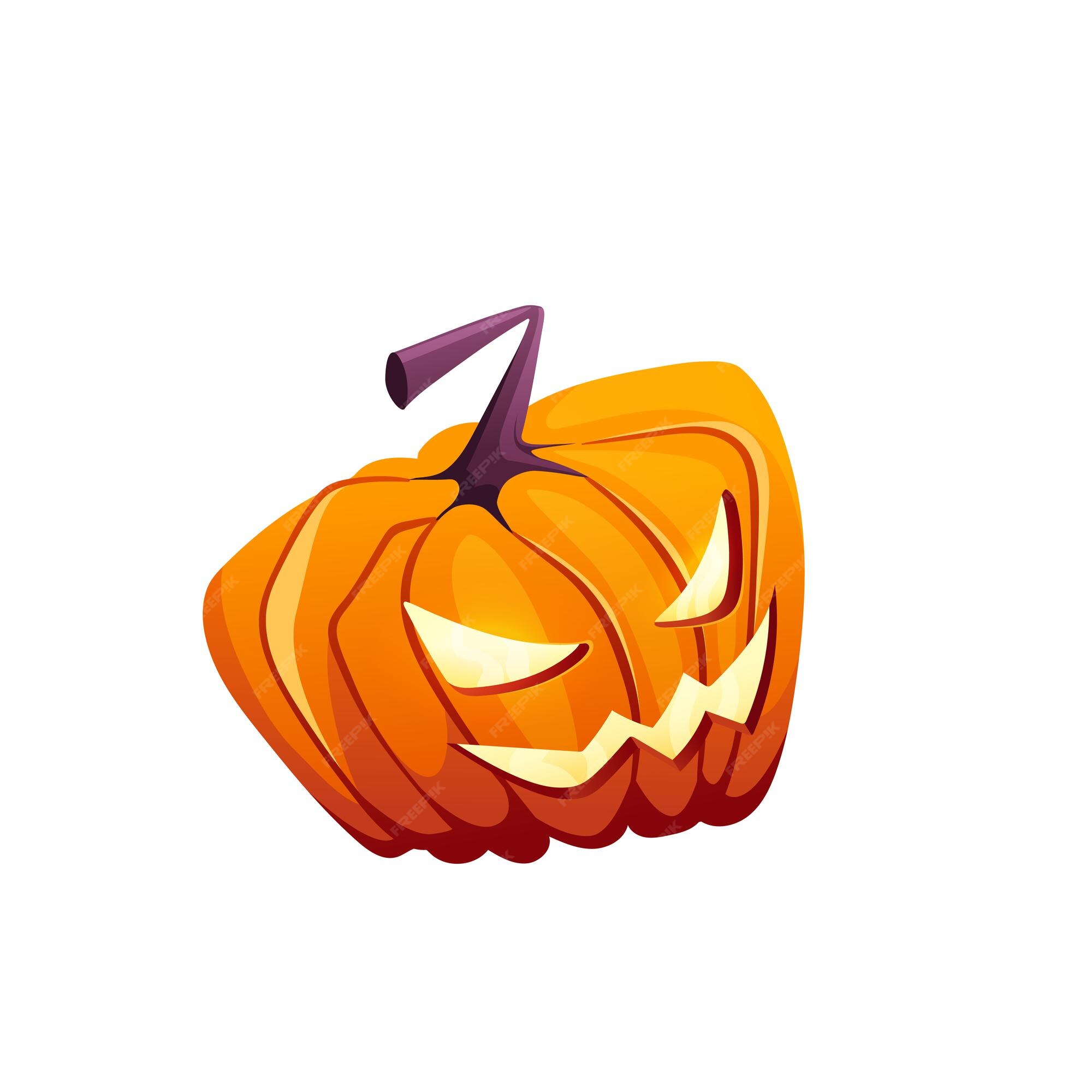 Ilustração De Uma Abóbora De Halloween Com Cara Assustadora Em Fundo Branco  PNG , Ilustração De Uma