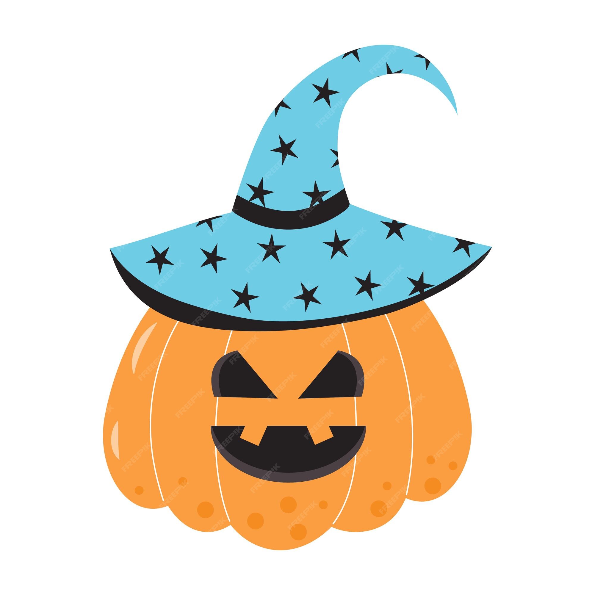 Abóbora Assustadora De Halloween Simples Com Chapéu De Bruxa Em Ilustração  De Estilo Simples Abóbora De Desenho Animado PNG , Cara Assustadora, Cara  De Abóbora, Cara Do Mal PNG Imagem para download