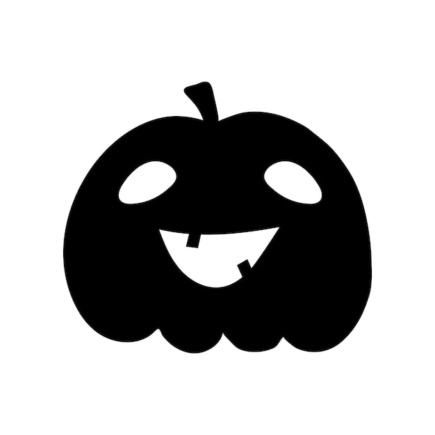 Abóbora de halloween plana clipart, ilustração vetorial de estoque. silhueta negra desenhada à mão para decoração