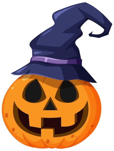 Abóbora de halloween usando chapéu de bruxa