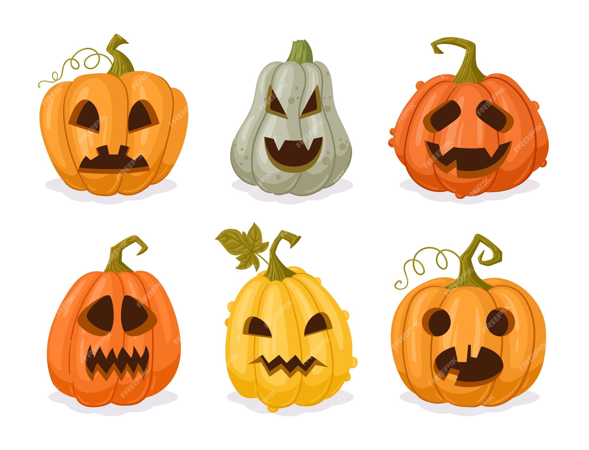 Foto De Stock Rostos Assustadores De Abóboras De Halloween, Royalty-Free