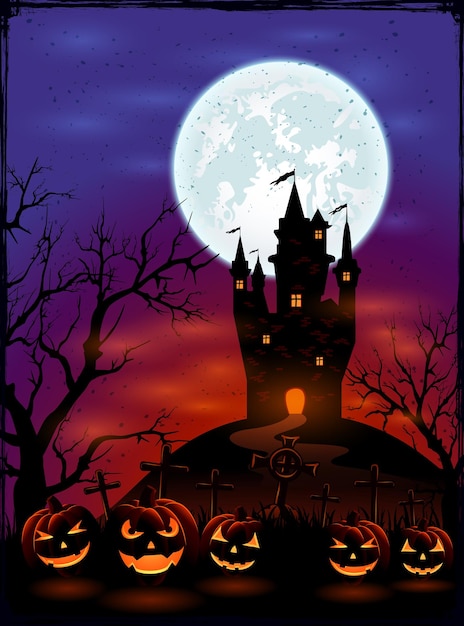 Abóboras de Halloween em fundo escuro