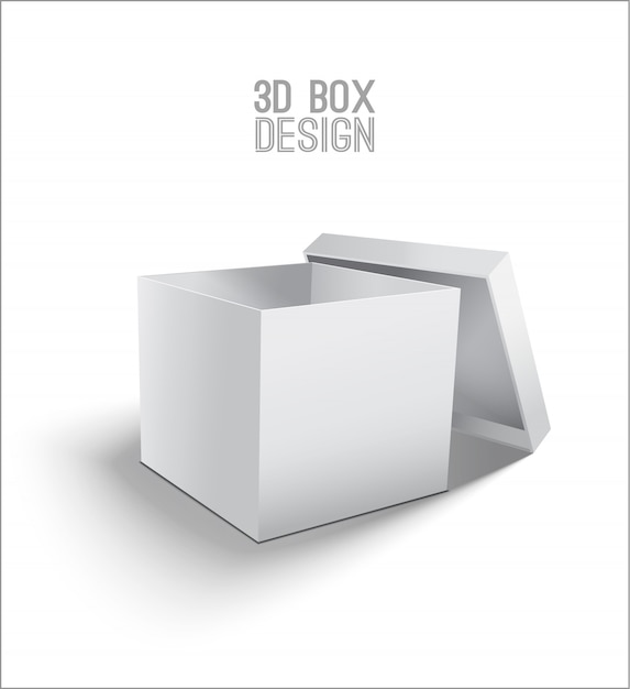 Abra a caixa de papelão. Modelo 3d da caixa.