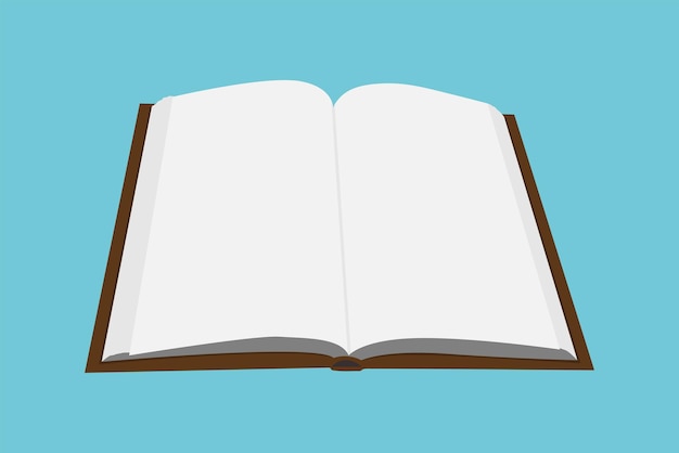 Abra o livro com ilustração plana de páginas em branco