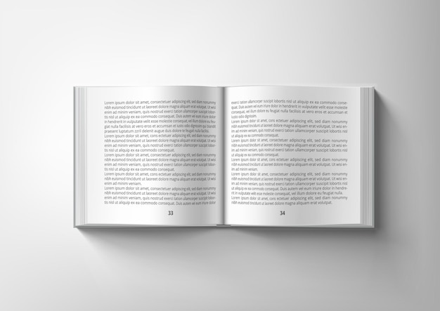 Abra o livro quadrado transparente em branco no verso branco