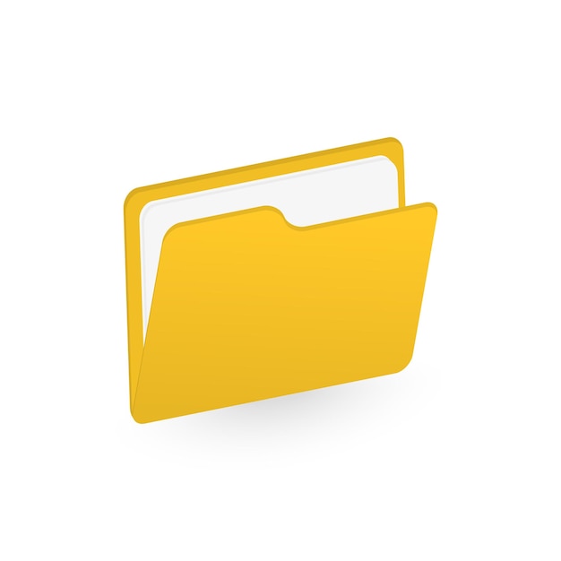 Abra uma pasta com documentos em fundo branco Ilustração vetorial