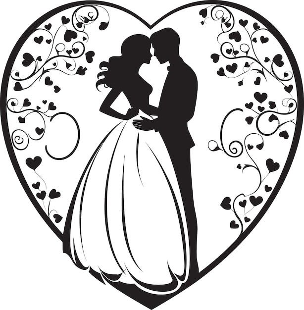 Vetor abraço botânico estilo vector emblem rosas casadas marca icônica monocromática