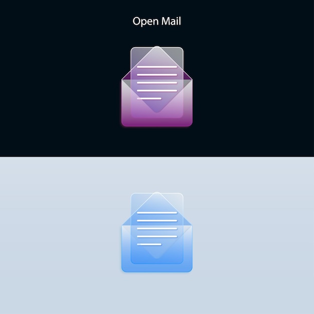 Abrir correio ícone Glassmorphism