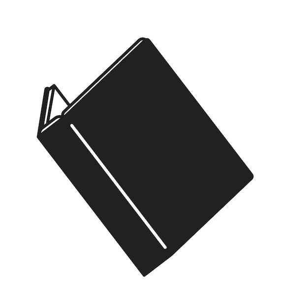 Abrir livro objeto vetorial plano monocromático abrir diário hobby bookworm estudar para a escola ícone de linha fina editável em preto e branco ilustração de spot de clip art de desenho animado simples para design gráfico da web