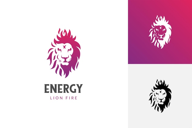 Vetor abstração cabeça de leão energia de fogo ícone do logotipo design poderoso vetor de força animal ilustração modelo de logotipo