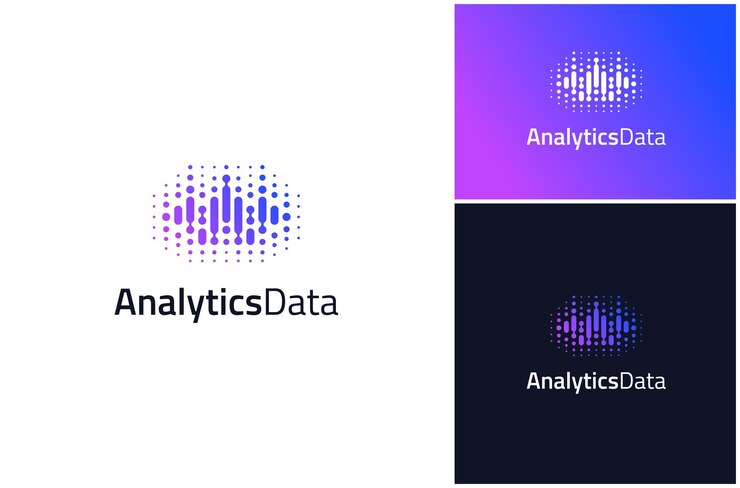 Vetor abstract analytics data metrics connect dots technology digital vector logo design ilustração (em inglês)