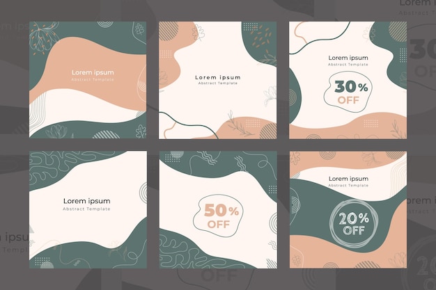 Vetor abstract background social media post template square set card (carta de conjunto quadrado)