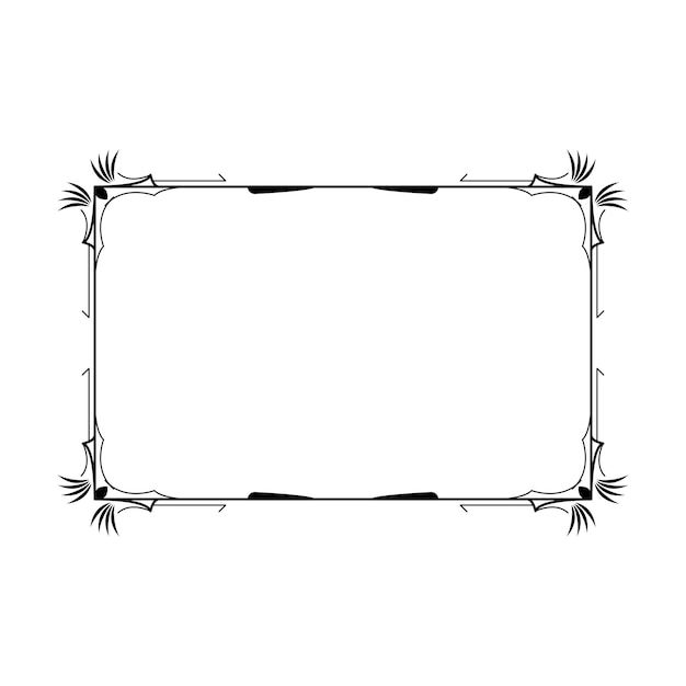 Abstract black simple line rectangular frame doodle outline element vector design style sketch