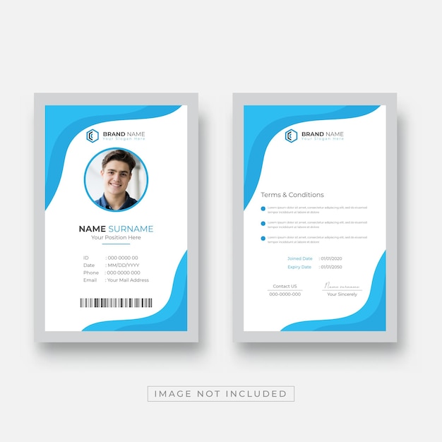 Abstract Blue Design de cartão de identificação de layout limpo e simples Cartão de identidade de funcionário da empresa corporativa