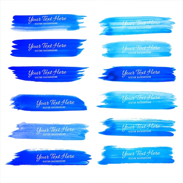 Abstract blue watercolor stroke set vector design