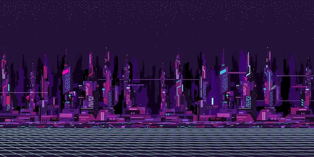 Vetor abstract futuristic scifi cyber space city landscape vector illustration background template