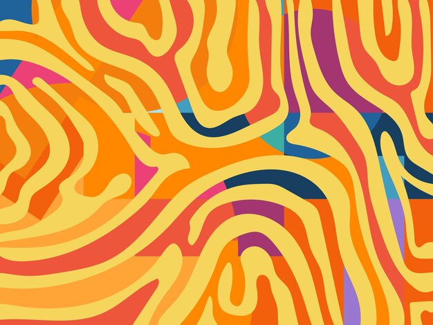 Abstract groovy hippie 70s fundo ondas coloridas vintage girar girar psicodélico listrado