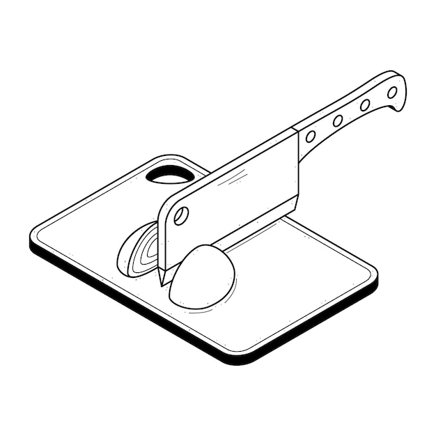 Abstract hand drawn kitchen stuff cutting board and knife meat meal doodle concept vector design