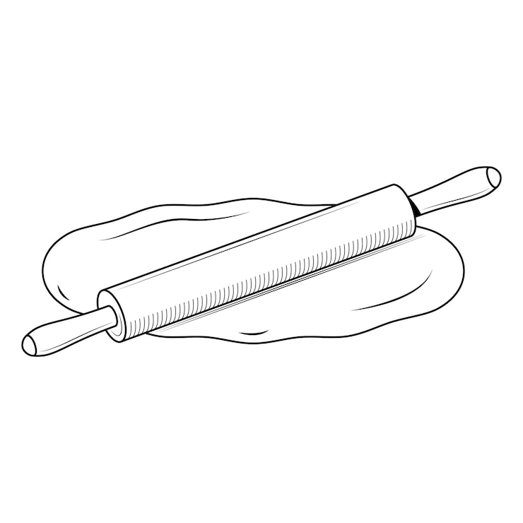 Vetor abstract hand drawn kitchen stuff rolling pin rolls out the dough doodle conceito vector design