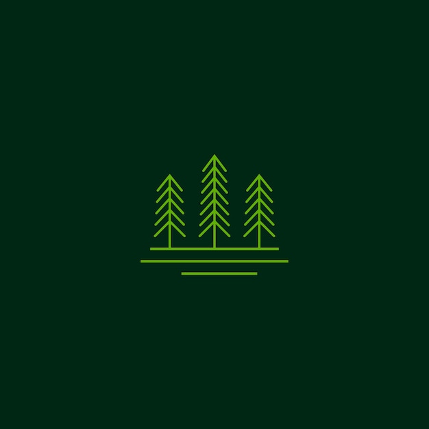 Abstract Line Art Pine Tree Logo Icon Design