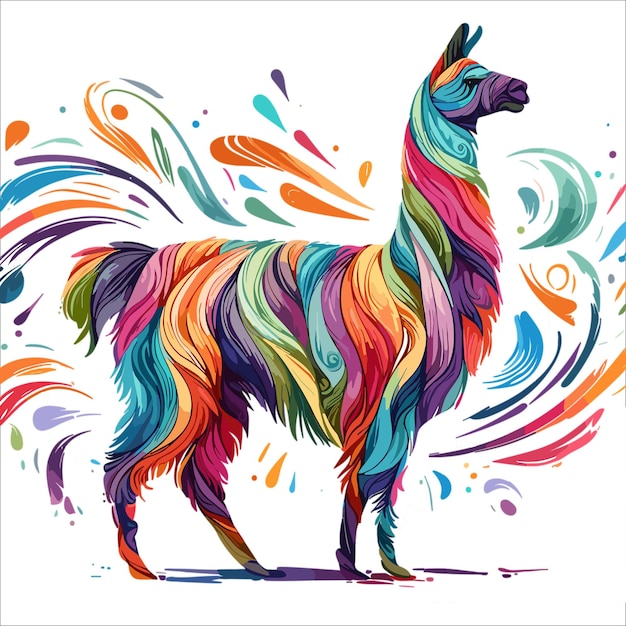 Abstract Llama pinturas multicoloridas desenho colorido ilustração vetorial fundo branco