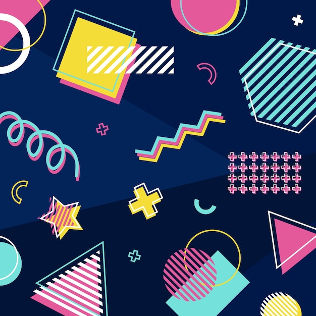 Abstract Memphis Geometric Shape Square Background capaz de ser usado para posts de mídia social ou Frame Border