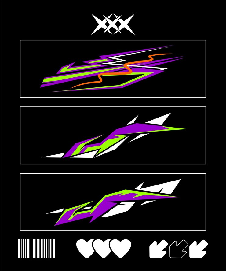 Vetor abstract racing stripes decals (etiquetas de corrida de listras abstratas)