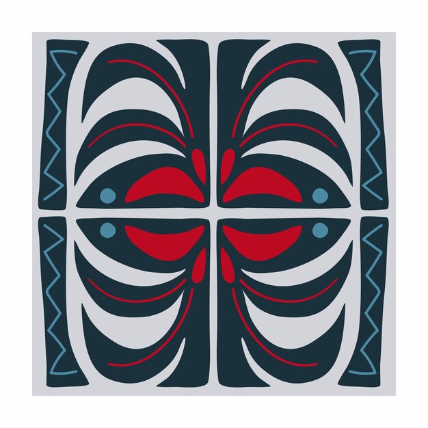 Vetor abstract trendy creative tile padrão escandinavo padrões nórdicos estilo folclórico étnico desenhado à mão