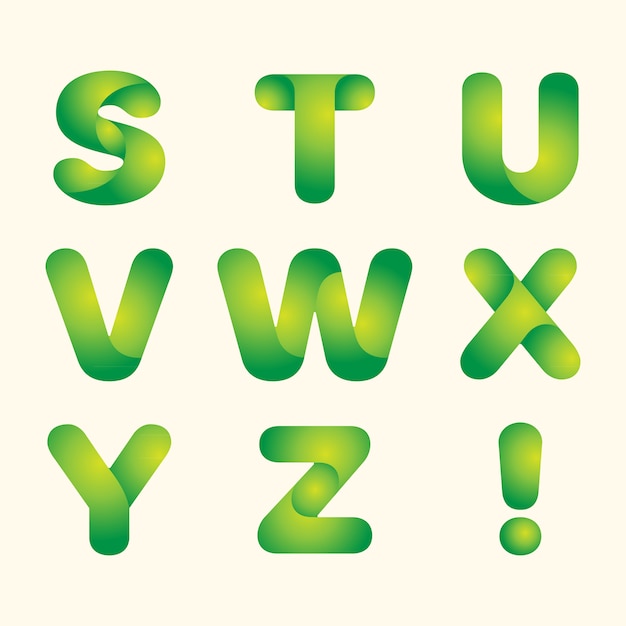 Abstract vector green leaves conjunto de fontes eco de letras