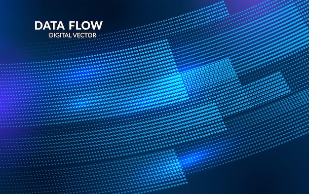 Abstract visualization of big data flow lines and binary data stream Ideal for data analytics cloud computing and digital transfer design