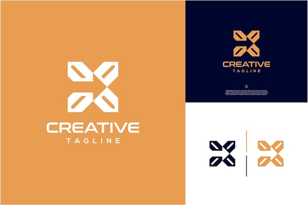 Abstracto alfabeto letra moderna X conceito de design para design de logotipo de marca
