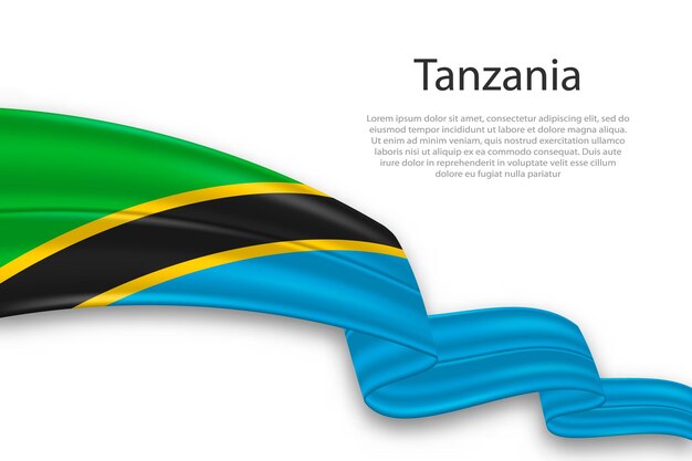 Abstracto Bandeira ondulada da Tanzânia em fundo branco