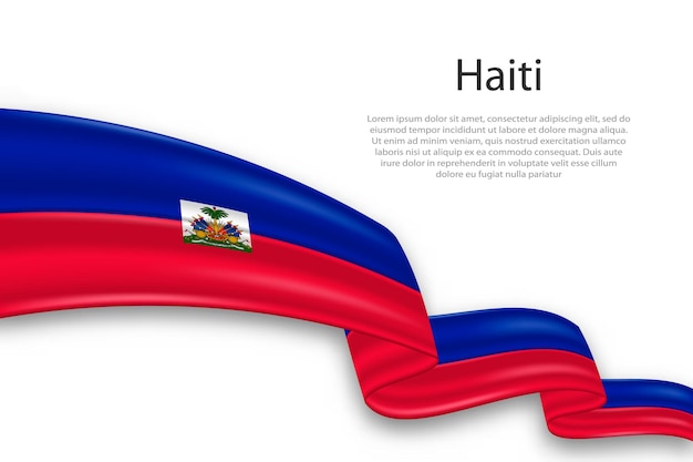Abstracto bandeira ondulada do haiti em fundo branco