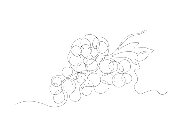 Abstracto cacho de uvas contínuo desenho de arte de uma linha