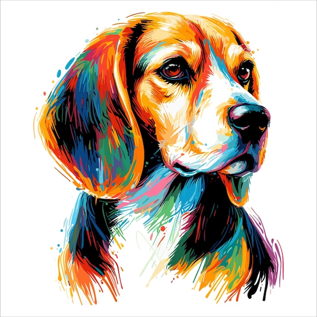 Vetor abstracto cão beagle pinturas multicoloridas ilustração vetorial de desenho colorido