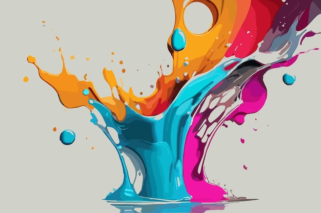 Vetor abstracto colorido salpico multicolorido com uma onda de líquido generativo ai fundo
